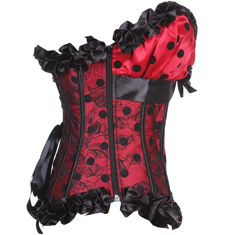 Polka Dot Lace Waist Court Corset