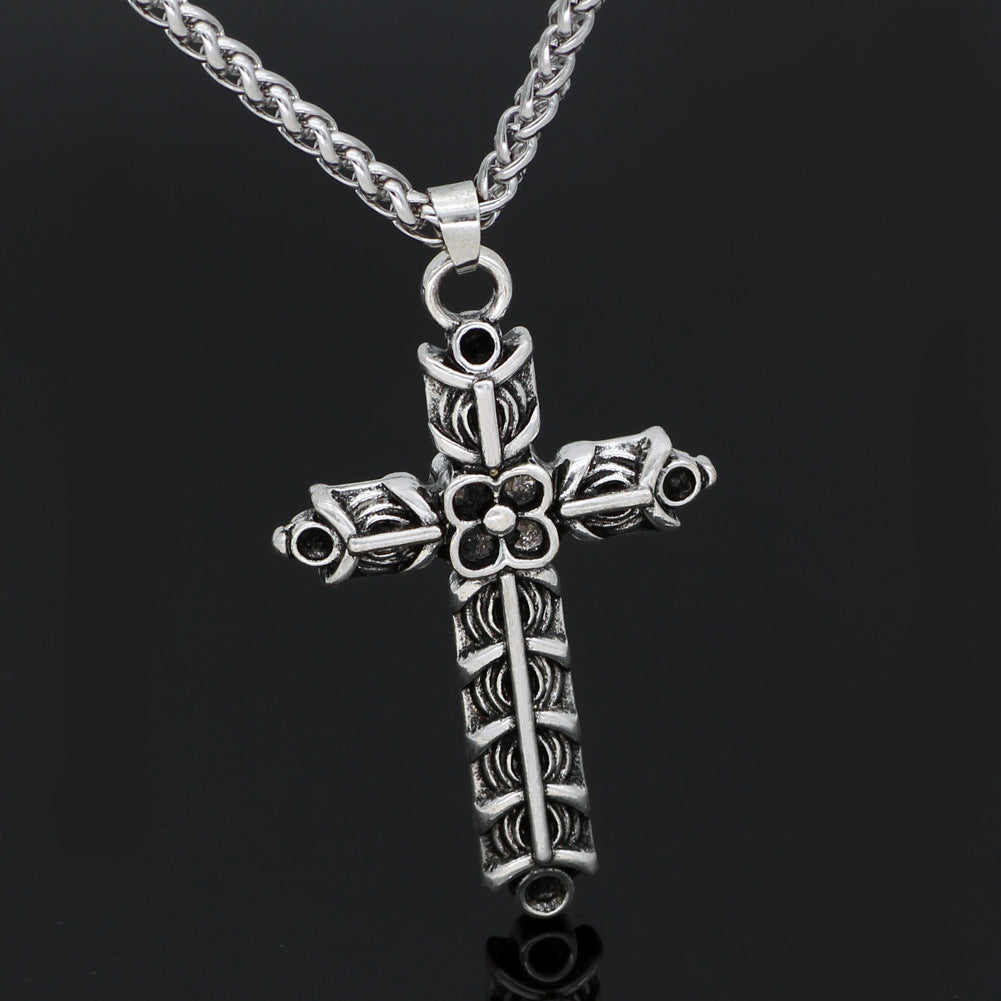 New Viking Series Cross Flower Men's Necklace