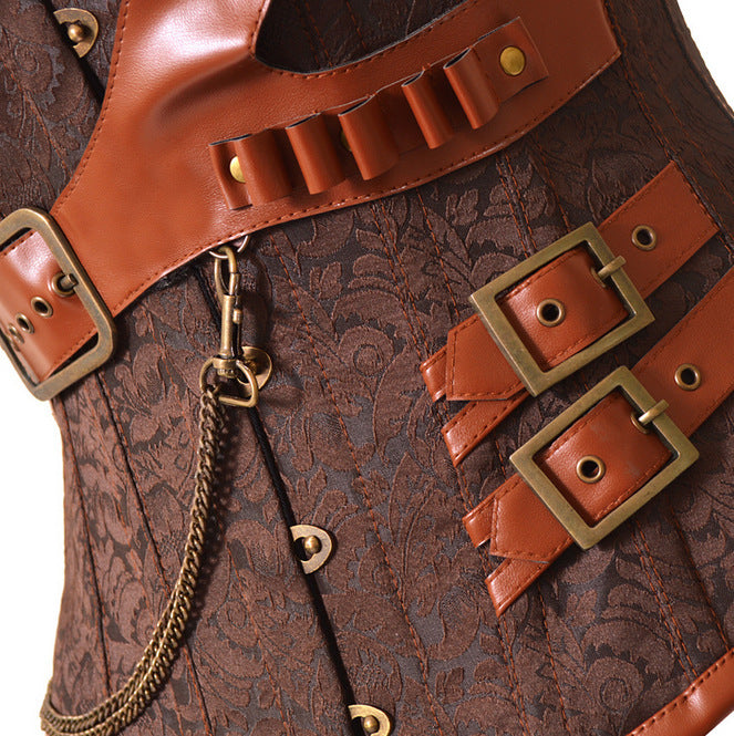 Brown Brocade Tight Court Corset