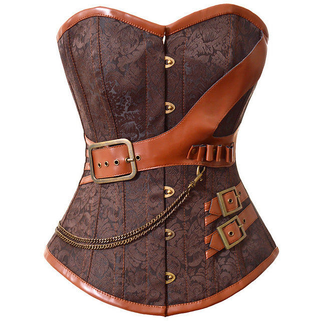 Brown Brocade Tight Court Corset