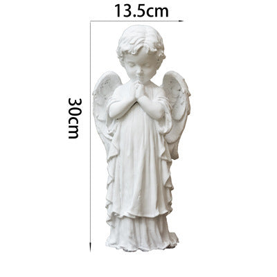 Vieux Résine Fille Ange Ornements De Bureau