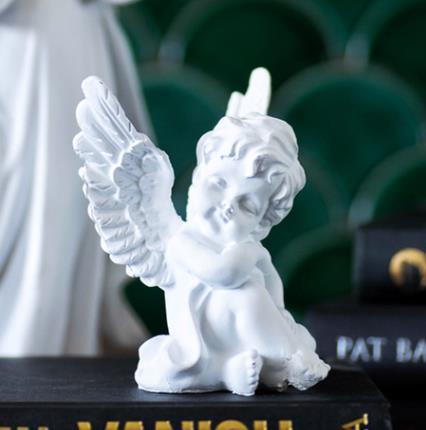 Vieux Résine Fille Ange Ornements De Bureau