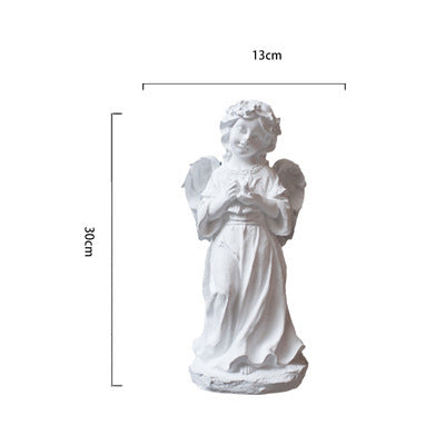 Vieux Résine Fille Ange Ornements De Bureau