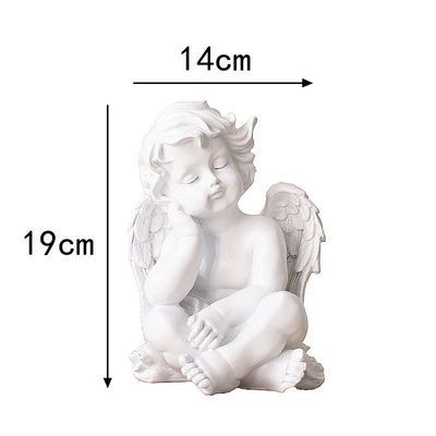 Vieux Résine Fille Ange Ornements De Bureau