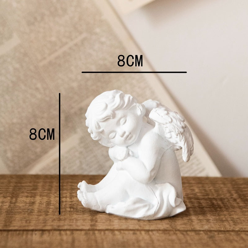 Vieux Résine Fille Ange Ornements De Bureau