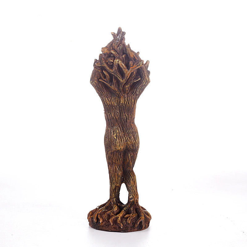 Statue de la déesse de la forêt en résine ornements d'artisanat de jardin Ornements de l'homme vert Statue Arbre Ornements de Dieu