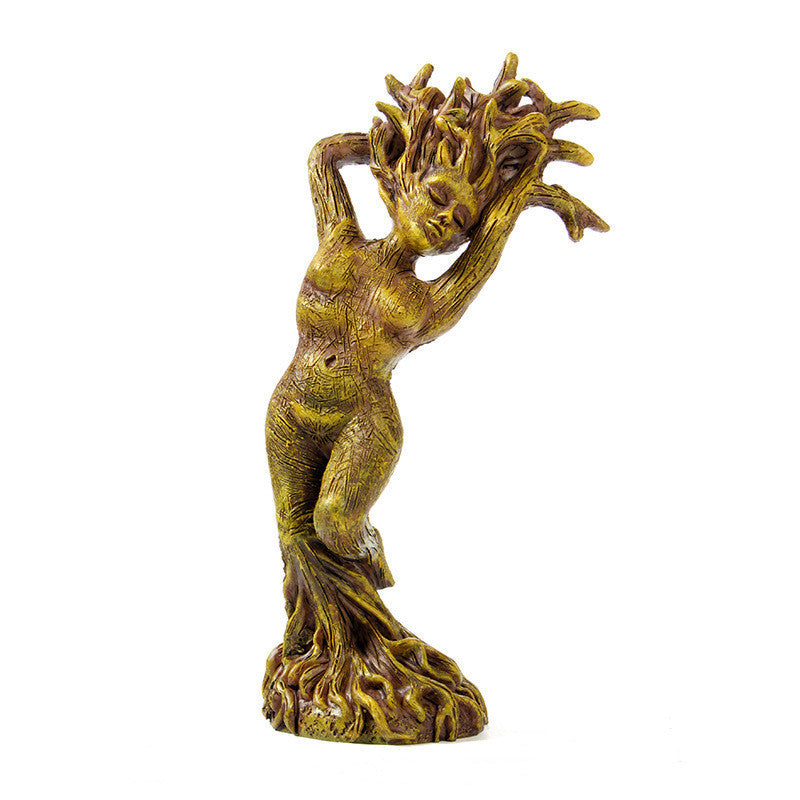Statue de la déesse de la forêt en résine ornements d'artisanat de jardin Ornements de l'homme vert Statue Arbre Ornements de Dieu