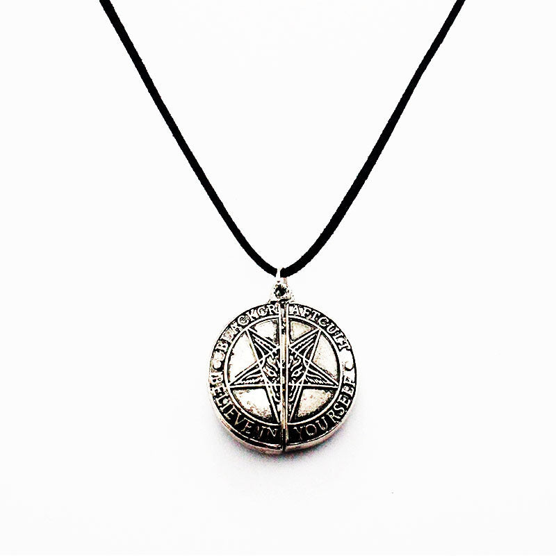 Style gothique Steampunk Antique Argent Étoile à Cinq branches Mécanique Vitesse Mouvement Ouvert En Cuir Corde Collier Pour Hommes Et Femmes
