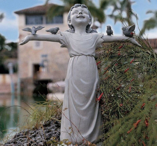 Pelouse-Ornement Planteur-Panier Statue-Sculpture Figurine Cour Décor Fleur-Fille Jardin