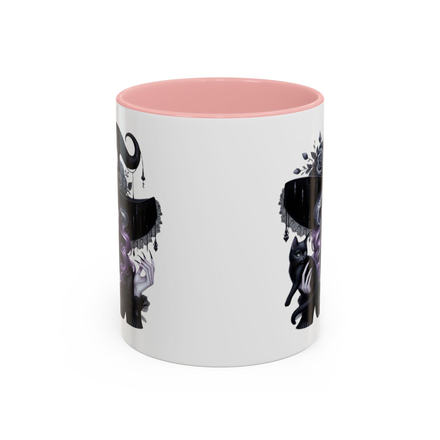 Witchy Accent Coffee Mug: Enchanting Black Cat & Skull Design, Spooky Gift for Halloween, Witchcraft Lover, Home Decor, Coffee Lover