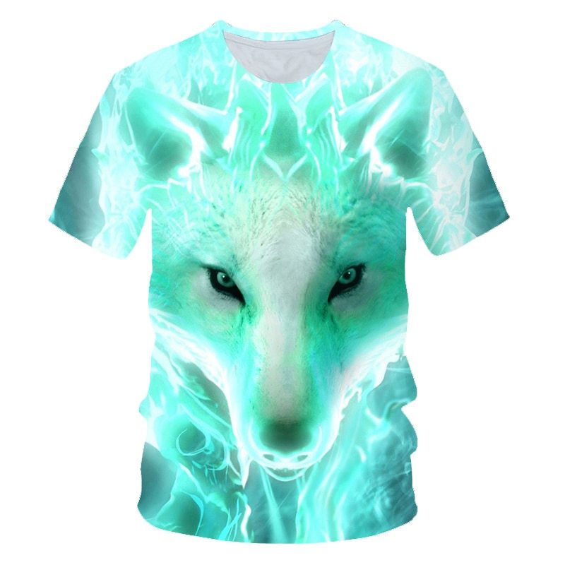 Cool 3D Wolf Digital Printing Casual Top T-Shirt