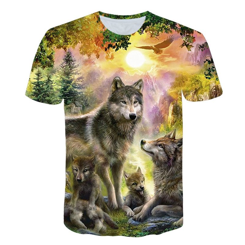 Cool 3D Wolf Digital Printing Casual Top T-Shirt