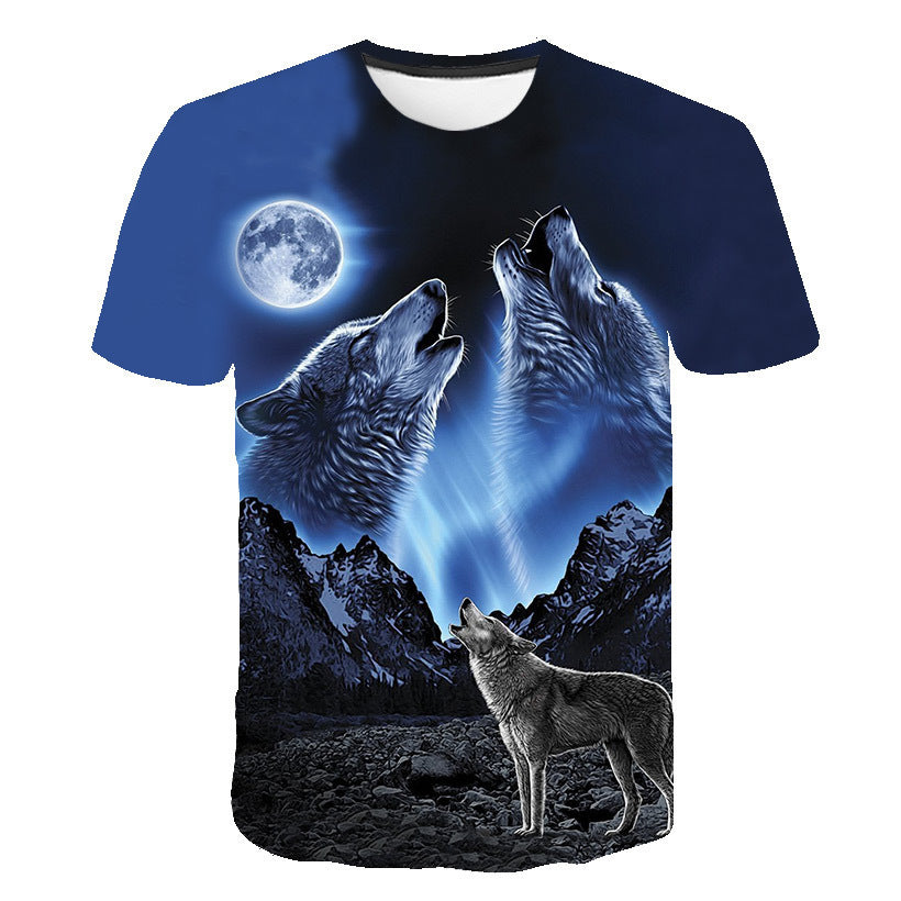 Cool 3D Wolf Digital Printing Casual Top T-Shirt