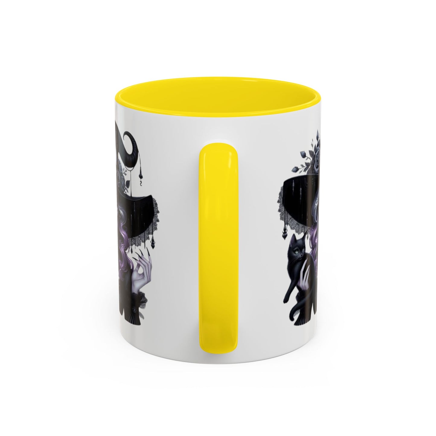 Witchy Accent Coffee Mug: Enchanting Black Cat & Skull Design, Spooky Gift for Halloween, Witchcraft Lover, Home Decor, Coffee Lover