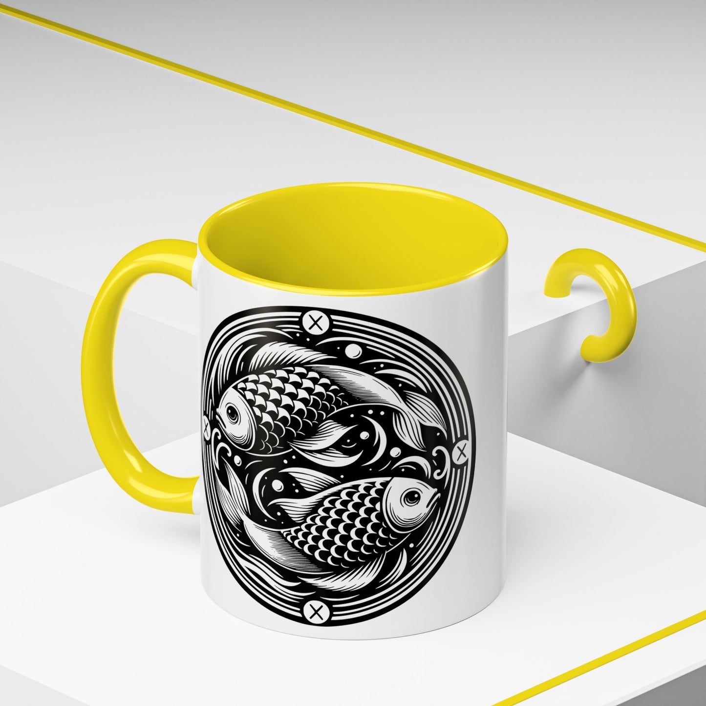 Elegant Koi Fish Accent Coffee Mug - Unique Artwork, Perfect for Tea Lovers, Gift for Him/Her, Home Decor, Birthday Present