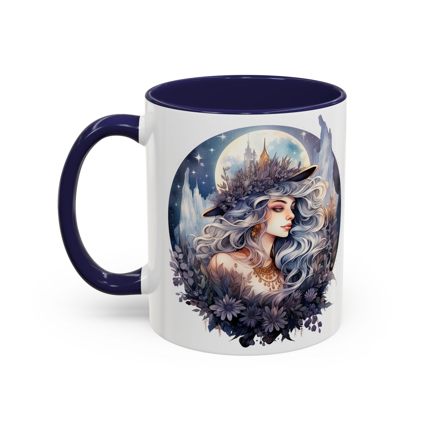 Mystical Floral Accent Coffee Mug, Enchanting Gift for Her, Elegant Home Decor, Celestial Mug, Perfect for Birthdays