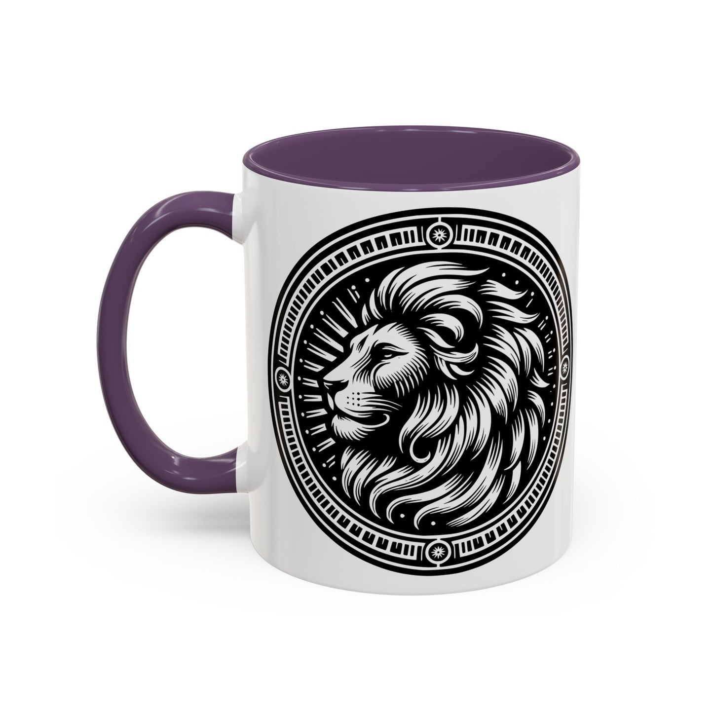 Monochrome Lion Accent Coffee Mug, Boho Lion Mug, Animal Print Coffee Cup, Unique Gift for Coffee Lovers, Home Decor