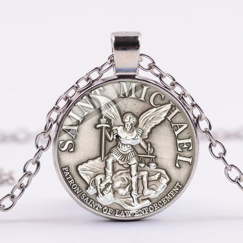 Shield Angel Christian Time Gemstone Pendant Necklace Wholesale