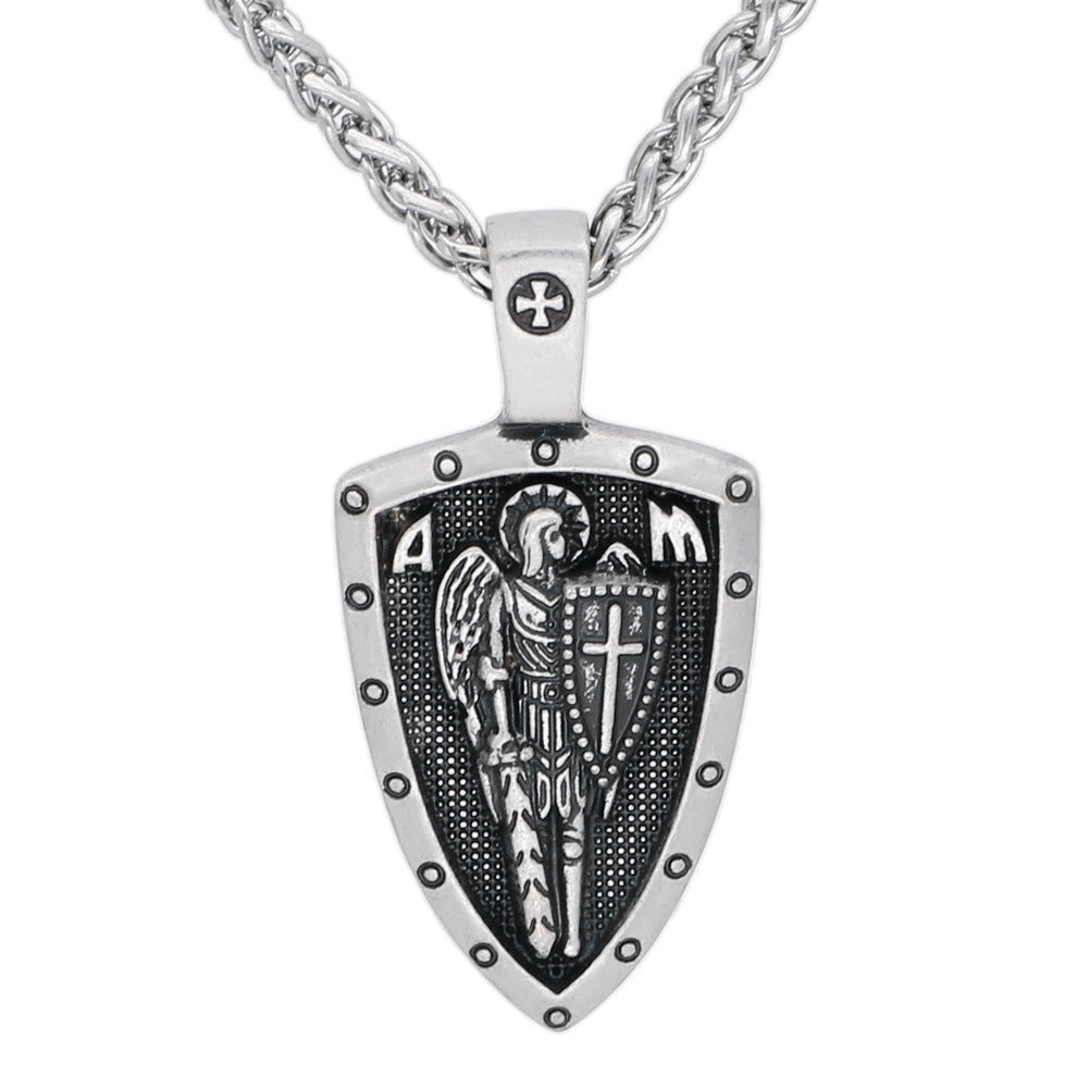 Vintage Ange Médaille Bouclier SUIS Croix Pendentif