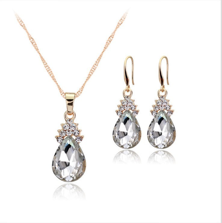 Womens Diamond Crystal Necklace Earrings Crystal Necklace Earrings Set