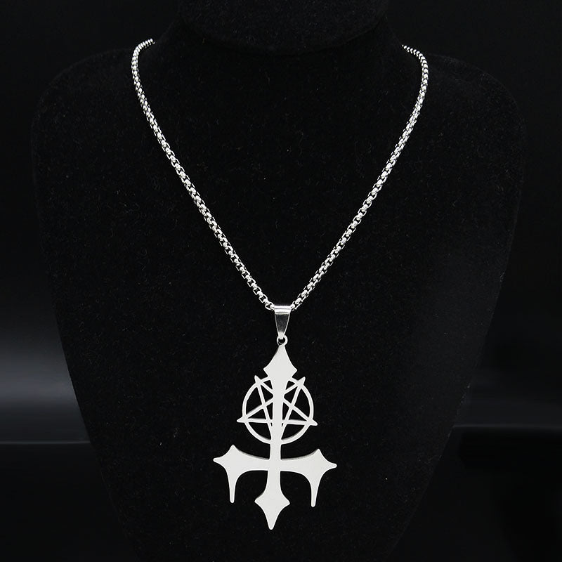 Collier gothique, symbole de l'étoile Satan à cinq branches