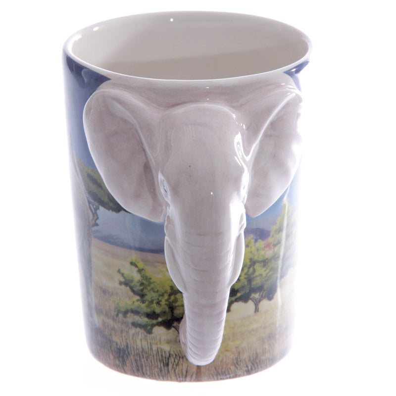 Tasse à café en céramique avec poignée de tête d'éléphant