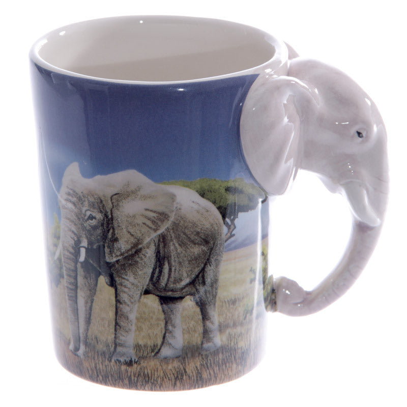 Tasse à café en céramique avec poignée de tête d'éléphant