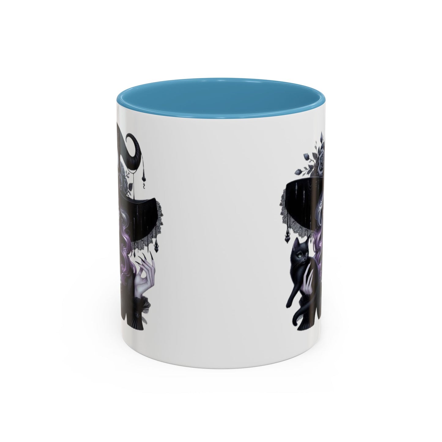 Witchy Accent Coffee Mug: Enchanting Black Cat & Skull Design, Spooky Gift for Halloween, Witchcraft Lover, Home Decor, Coffee Lover