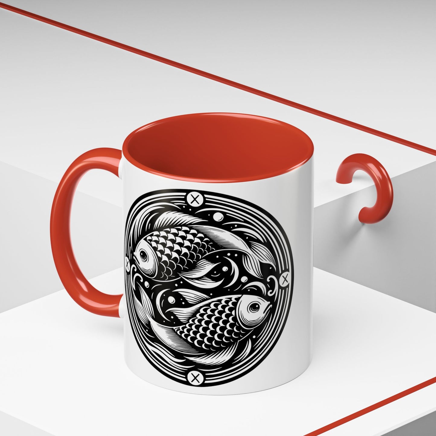 Elegant Koi Fish Accent Coffee Mug - Unique Artwork, Perfect for Tea Lovers, Gift for Him/Her, Home Decor, Birthday Present