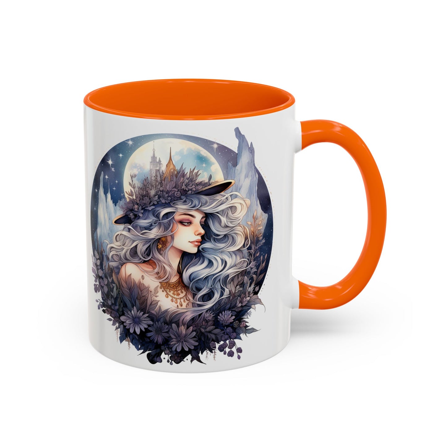 Mystical Floral Accent Coffee Mug, Enchanting Gift for Her, Elegant Home Decor, Celestial Mug, Perfect for Birthdays