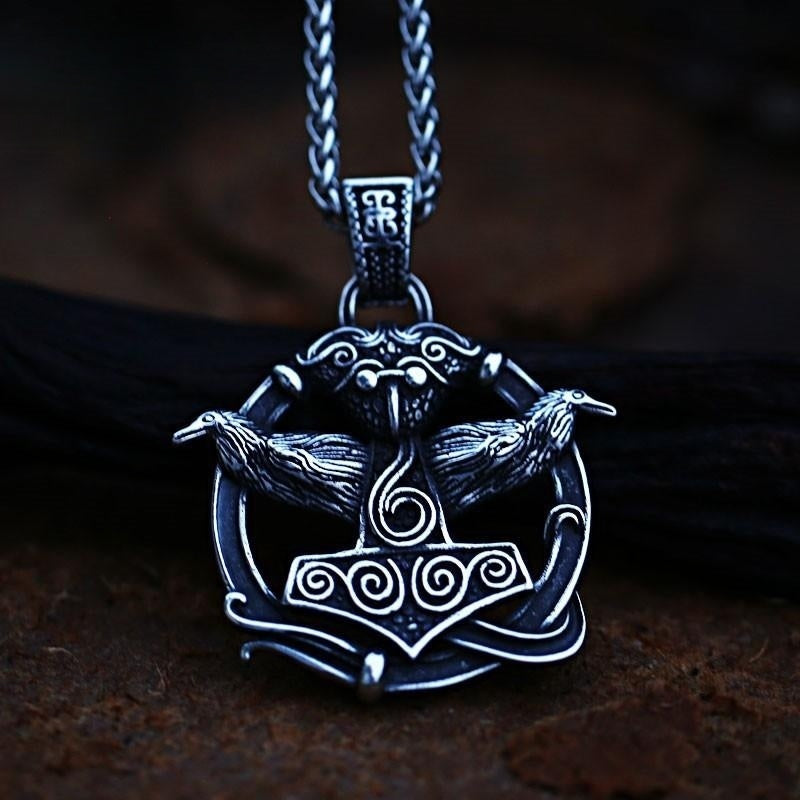 Stainless Steel Crow Viking Titanium Steel Necklace Pendant