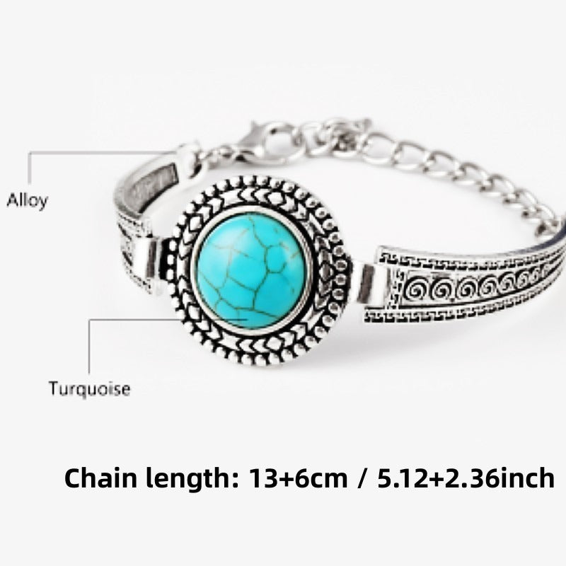 Ornament Brace Lace Bracelet Bohemian Turquoise Retro Hollow Gem