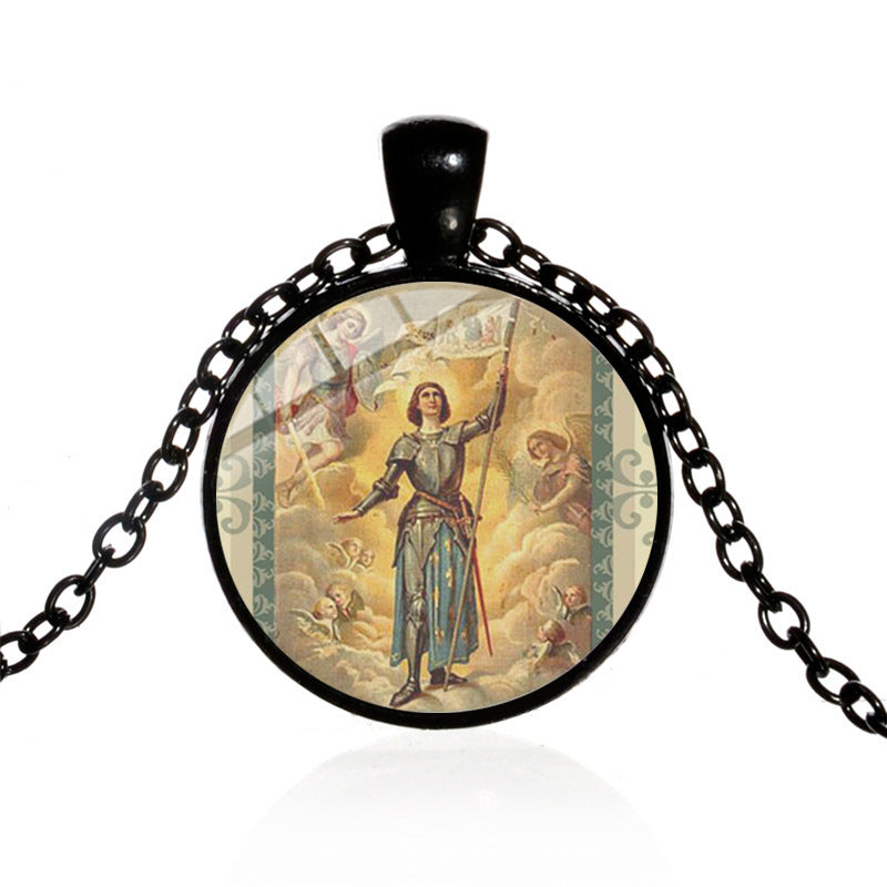 Shield Angel Christian Time Gemstone Pendant Necklace Wholesale