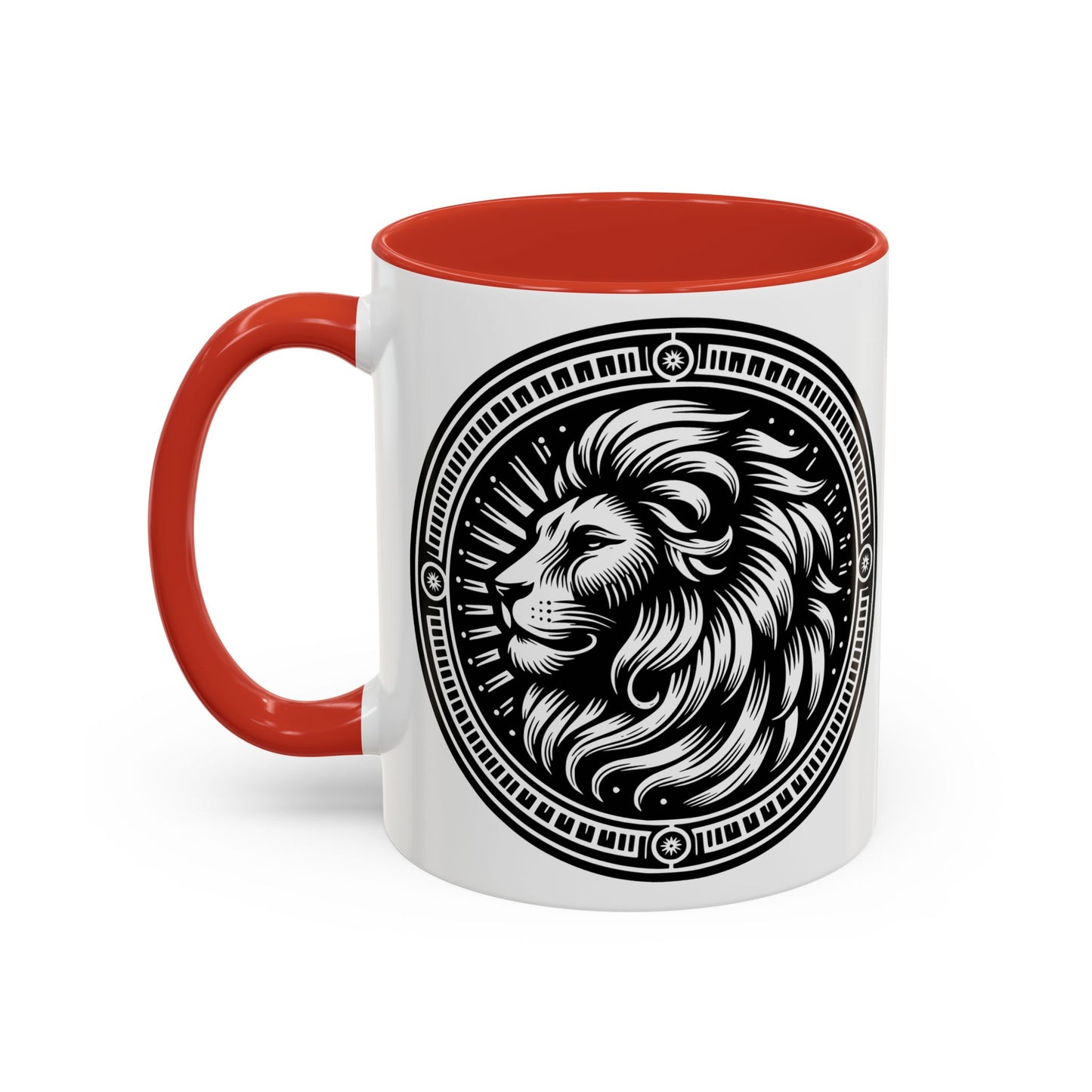 Monochrome Lion Accent Coffee Mug, Boho Lion Mug, Animal Print Coffee Cup, Unique Gift for Coffee Lovers, Home Decor