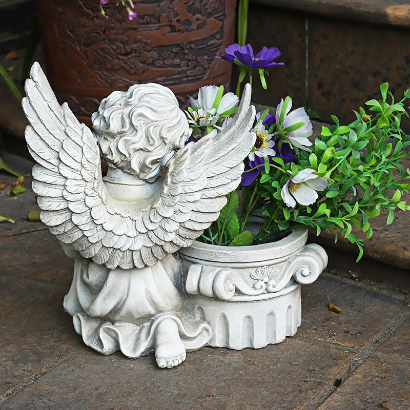 Décoration De jardin Ange Fleur Cylindre Sculpture