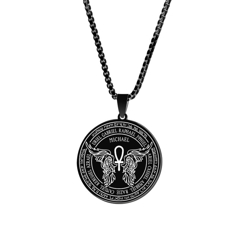 Archangel Michael Pendant Necklace For Men Women Guardian Angel Stainless Steel Box Chain Necklace Lucky Amulet Jewelry
