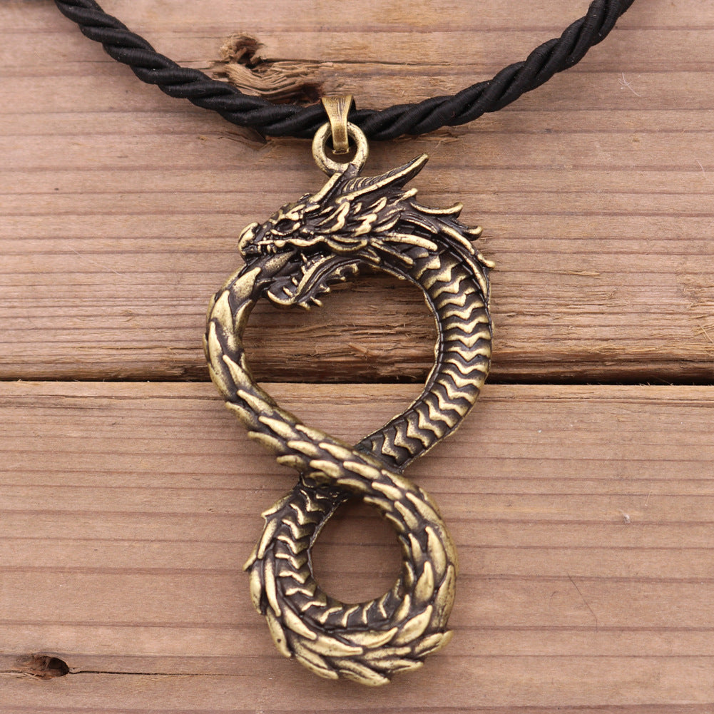 Eight Dragon Necklace Retro Style Dragon Head Pendant