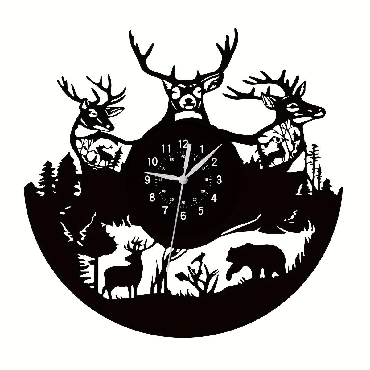 Forest Animal Wolf Head Retro Creative Vinyl Wall Clock Christmas Series Vinyl Mute