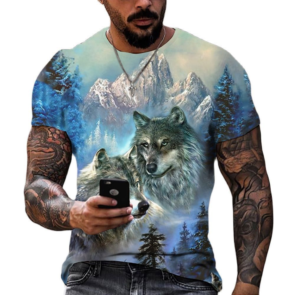 Men's Wolf Head 3d Printed T-shirt