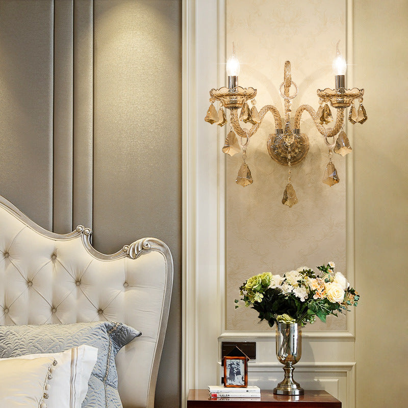 European Style Crystal Wall Lamp Living Room Dining Room Bedroom Bedside Lamp
