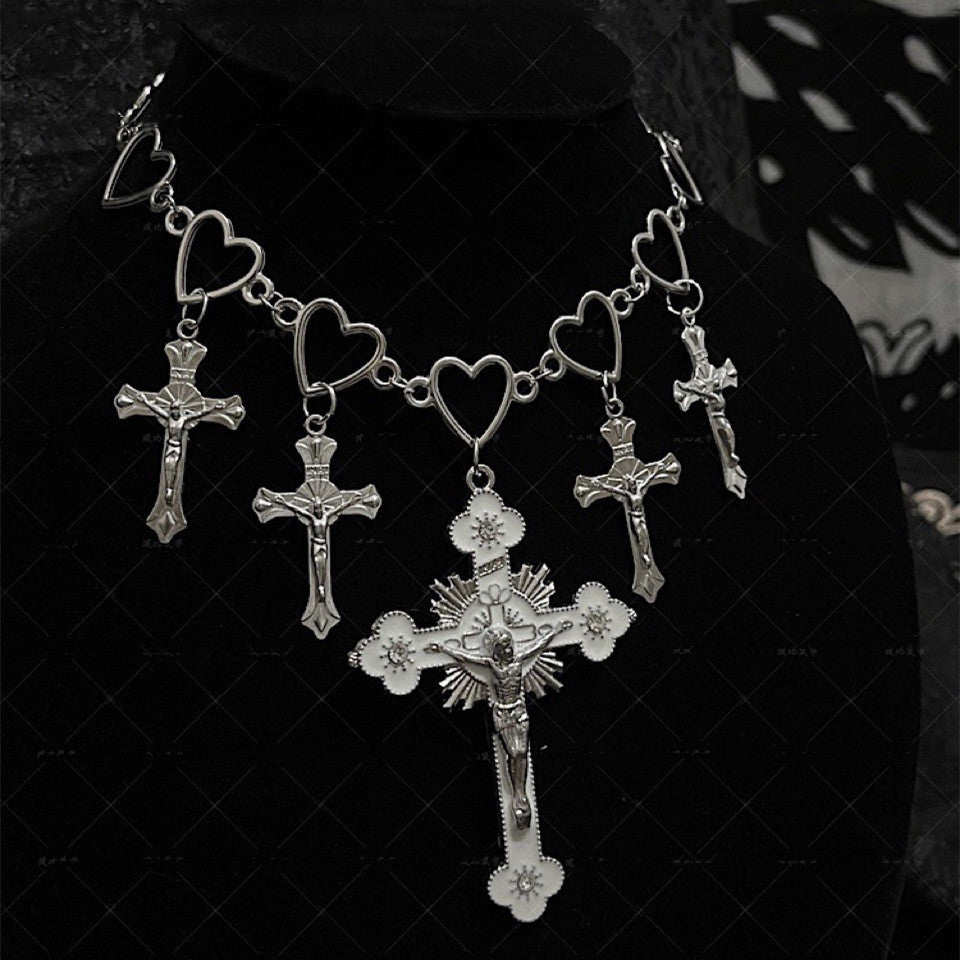 Love Cross Necklace Cold Style Punk