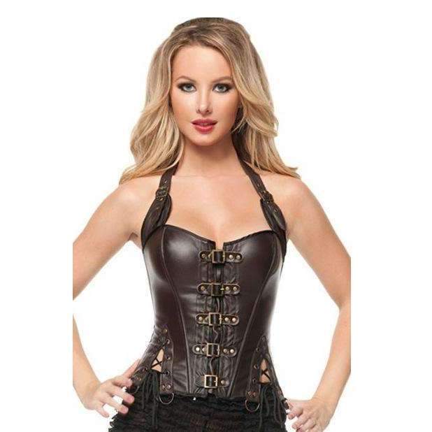 Steampunk Sexy Black Faux Leather Corset
