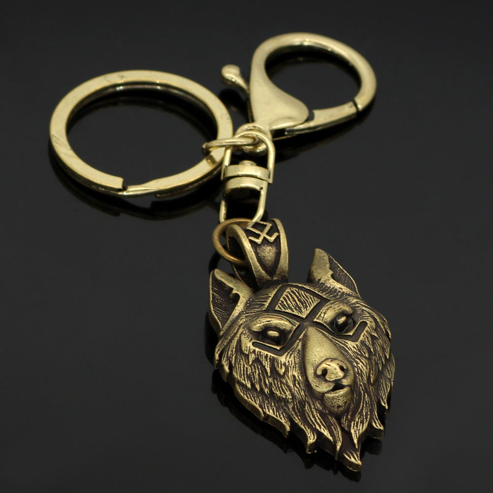 Viking Series Wolf Head Key Chain Accessories