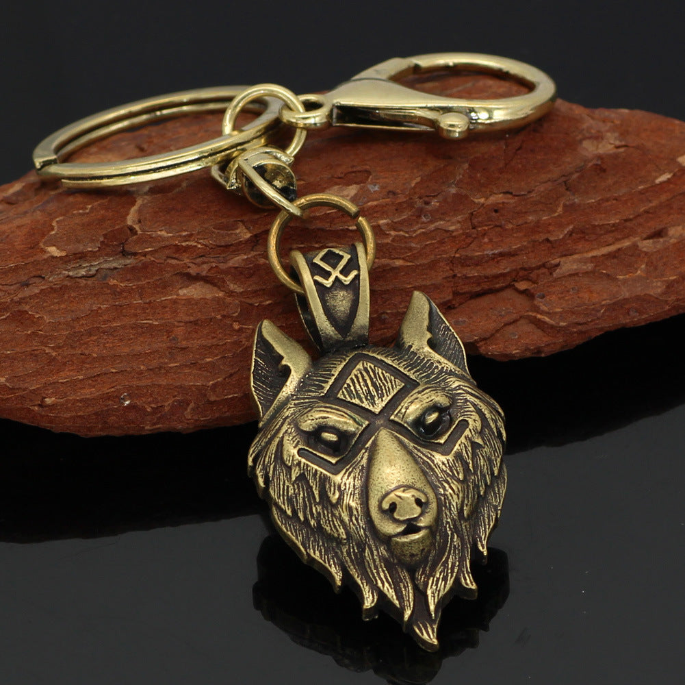 Viking Series Wolf Head Key Chain Accessories