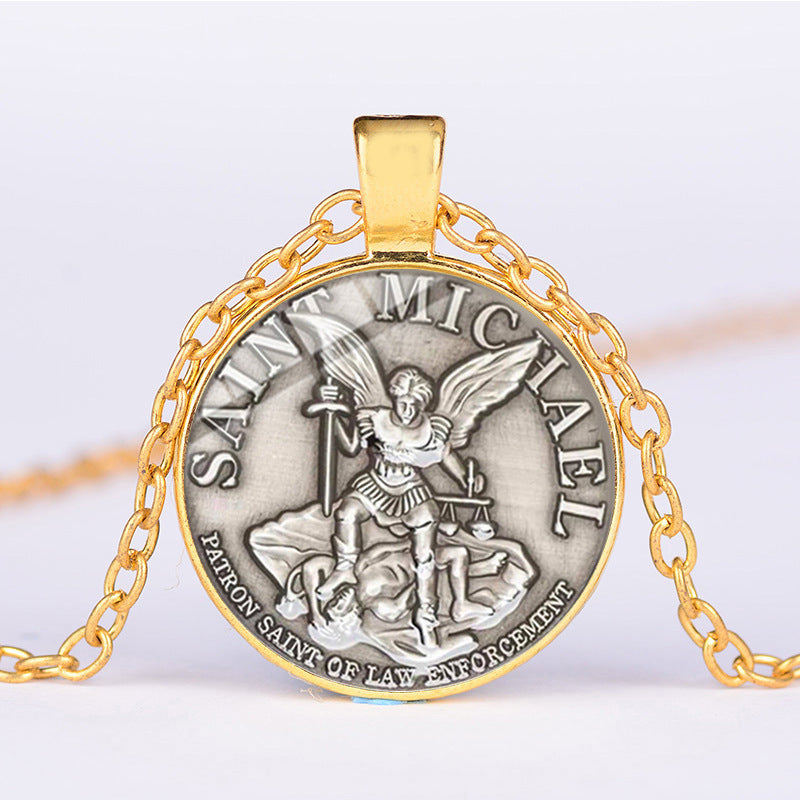 Shield Angel Christian Time Gemstone Pendant Necklace Wholesale