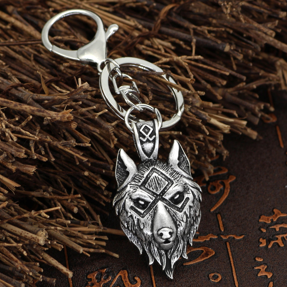 Viking Series Wolf Head Key Chain Accessories