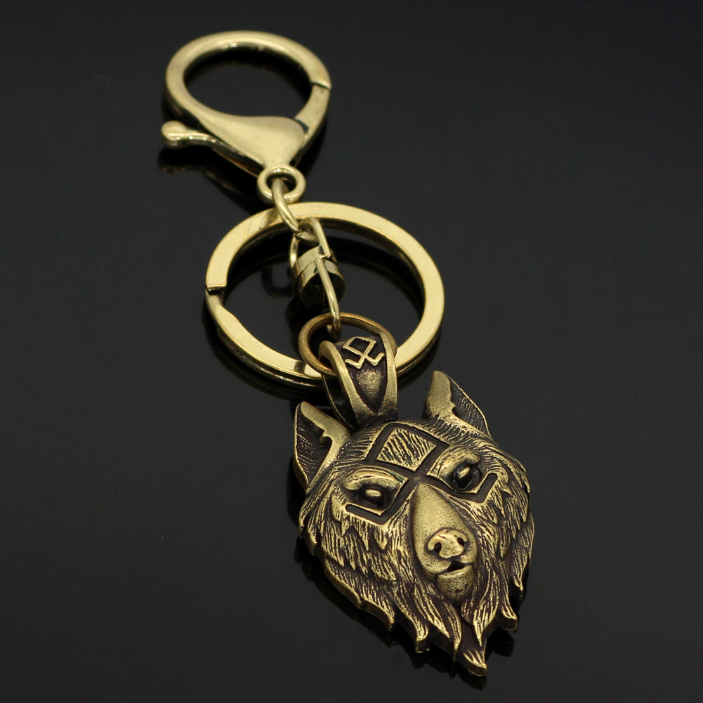 Viking Series Wolf Head Key Chain Accessories