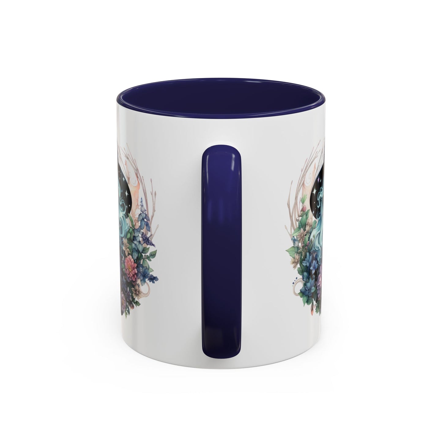 Mystical Floral Witch Coffee Mug with Accent, Gift for Witches, Unique Boho Kitchen Decor, Tea Lover's Mug, Magical Drinkware