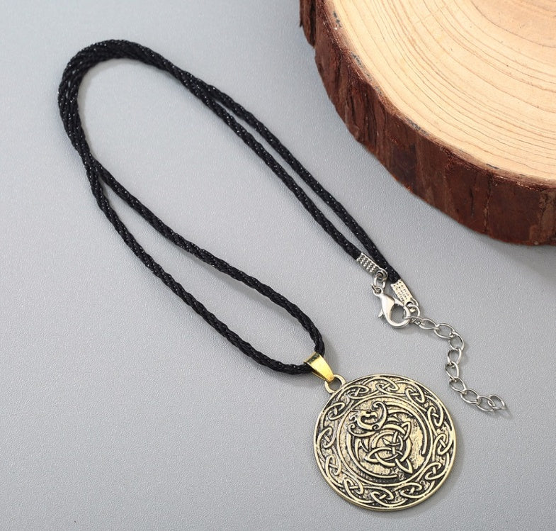 Vintage ancient bronze amulet necklace