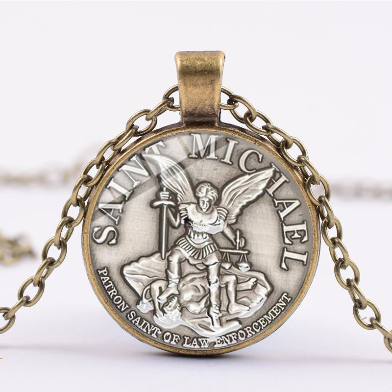 Shield Angel Christian Time Gemstone Pendant Necklace Wholesale